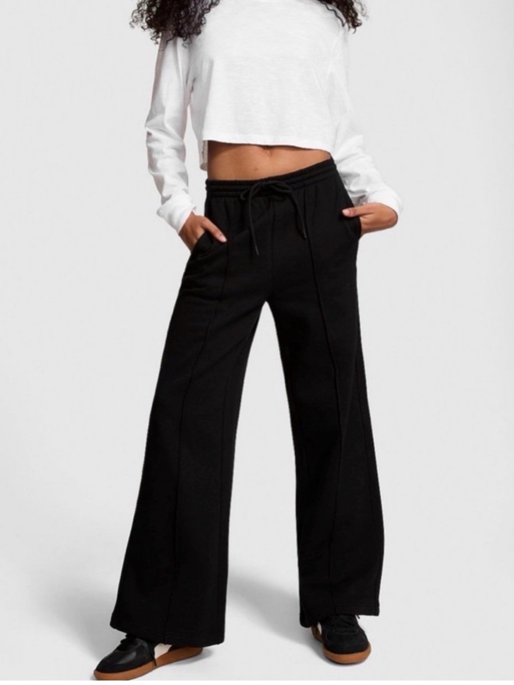 Victoria’s Secret PINK Ivy Fleece Wide Leg Flare Sweatpants Black Sz S